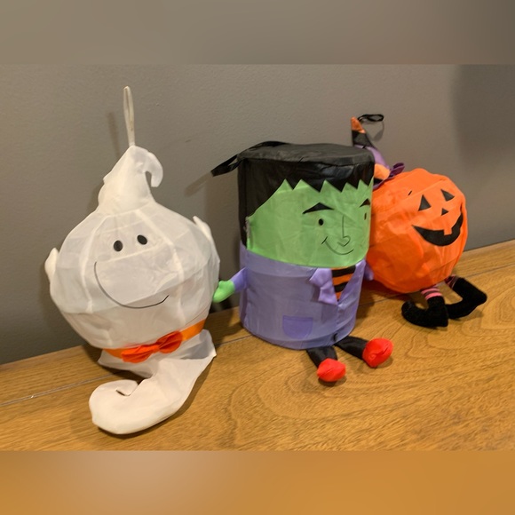 Halloween Hanging Ghost, Frankenstein and Pumpkin Light Up Decor,Set of 3 - Picture 7 of 13